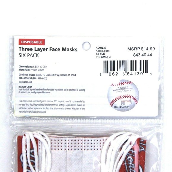 Washington Nationals 6-Pack Three Layer Face Masks - Adult - Picture 5 of 5